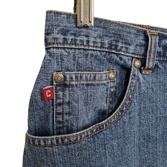Chicos Denim 2 Size L Skirt Denim Blue Jean Mid Rise Stretch Crosshatch Casual - Picture 5 of 10